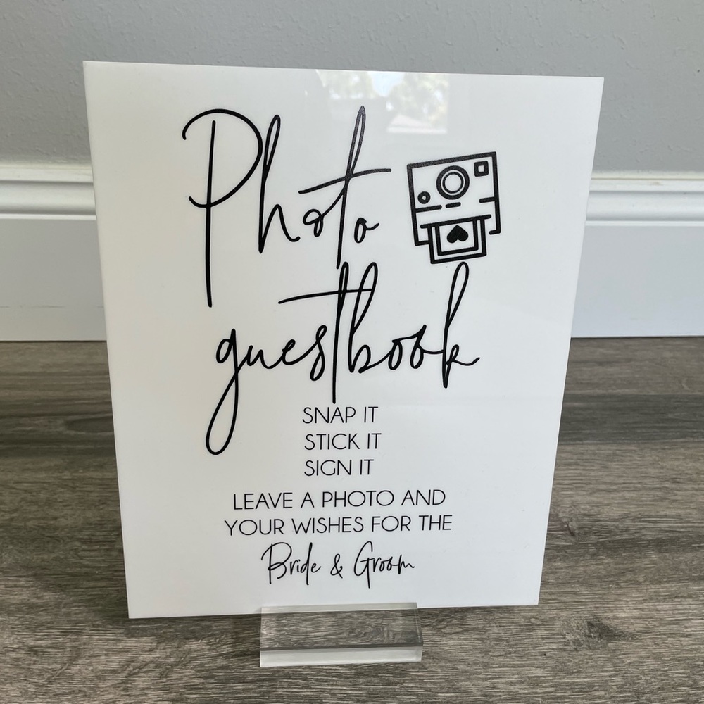 Wedding Photo Book Acrylic Sign (8x10) with Stand